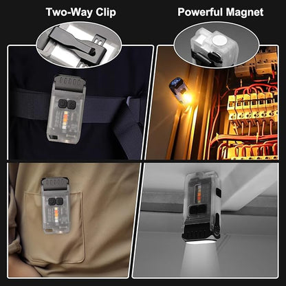 Mini Flashlight Rechargeable,Powerful 1200 Lumen LED Flashlight with Side Lights,IP67 Waterproof Handheld EDC Flashlight-10 Light Modes with Clip,for Camping, Outdoor, and Emergency