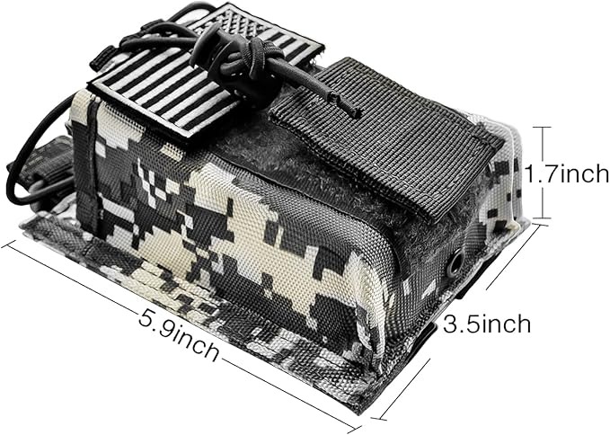 Molle Radio Pouch Holster Tactical Holder Duty Belt Accessories Military Heavy Bag for Two Ways Walkie Talkies Adjustable Storage with 1 Pack Patch