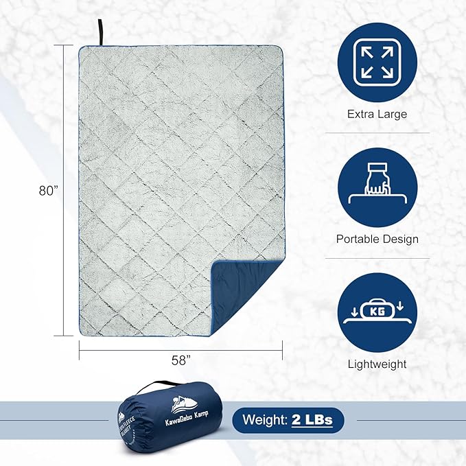 Sherpa Warm Camping Blanket - Waterproof Stadium Blanket Outdoor for Cold Weather,Camp, Sports Mom and Concert - Weather Proof Foldable Blanket