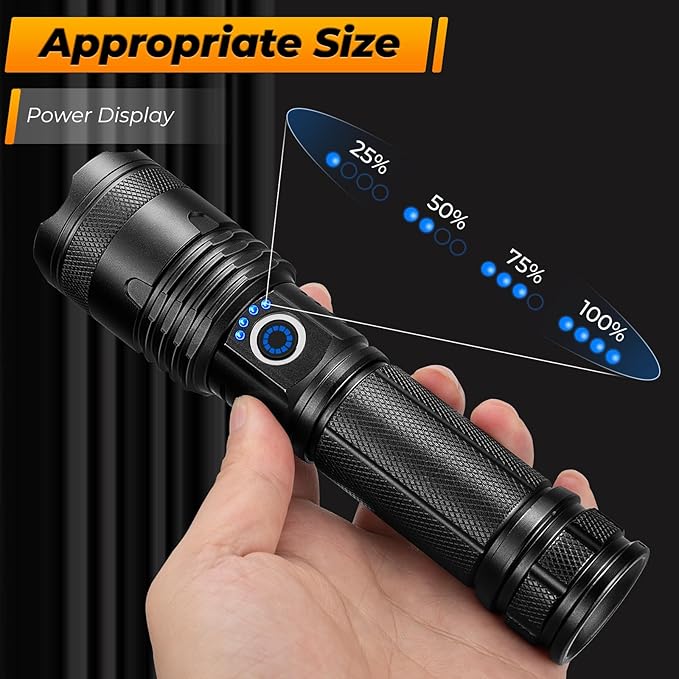 Flashlights High Lumens - 990000 LM, 12 Hour Rechargeable Super Bright Flash Light with 5 Light Modes, IPX6 Waterproof LED Powerful Flashlight for Home Outdoor Camping