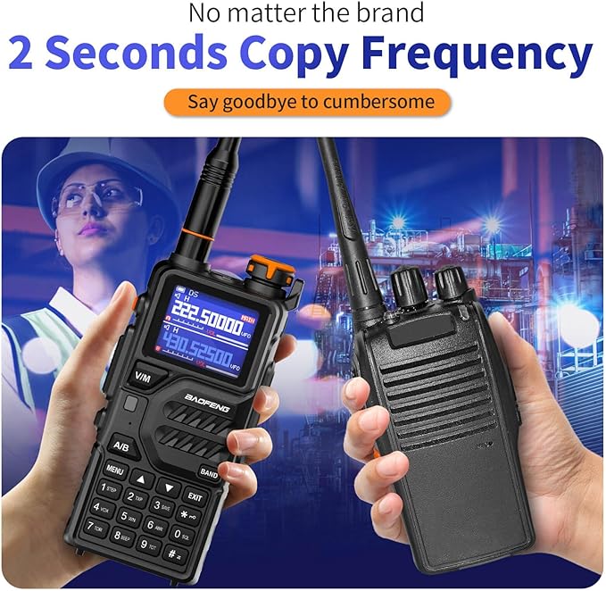 BAOFENG K5PLUS Tri-Band Ham Radio Long Range Walkie Talkies High Power Two-Way Radio with One Touch Frequency Finder Button, USB-C Charging, Color Large Screen Display, NOAA Weather, 999CH