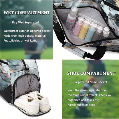 Kids Overnight Duffle Bag Girls Boys Sport Gym Bag with Shoe Compartment & Wet Pocket, Carry On Weekender Travel Bag for Kid Girl Boy