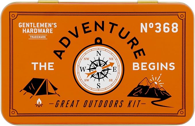 Gentlemen's Hardware - The Great Outdoors Kit, Tin-Cased Multi-tool, 15-Piece Survival Kit, A Camping Essential, 100% Stainless Steel, The, Versatile, Convenient