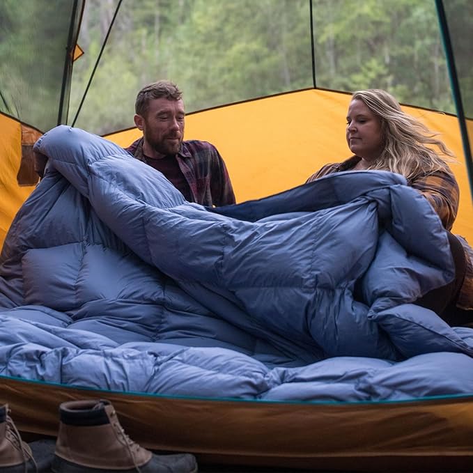 HEST Packable Down Comforter for Camping, Single Size - Warm Outdoor Puffy Blanket, Down Blanket with 50-L Tote, Hydrophobic Duck Down - Perfect for Hiking, Camping, Backpacking & Outdoor Adventures