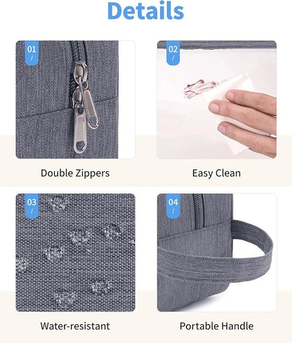 Narwey Clear Travel Toiletry Bags for Traveling Toiletries Men Women, Clear Makeup Bag Cosmetic Bag with Zipper, Make Up Pouch Organizer Bags with Handle, Skincare Bag (Grey)