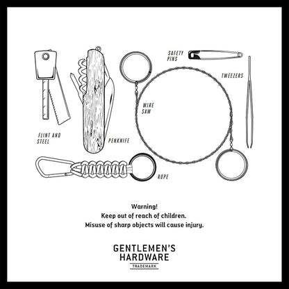 Gentlemen's Hardware - The Great Outdoors Kit, Tin-Cased Multi-tool, 15-Piece Survival Kit, A Camping Essential, 100% Stainless Steel, The, Versatile, Convenient