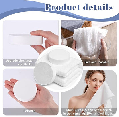 MCPINKY 3PCS Compressed Towel Tablets, 55 x 27in Reusable Travel Towels Compressed Bath Towel Portable Magic Towels for Camping Hiking Face Washing Toilet Swim