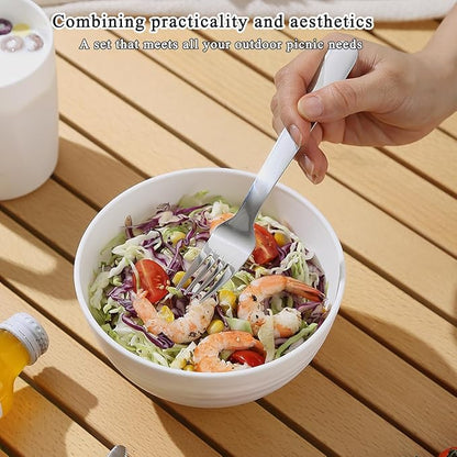 Camping Utensils, Reanea amping Mess Kit for Travel, Camping, Picnic, Outdoor, Camping Gear Include Knife, Spoon, Fork Cutlery Set, Cup, Bowl, Plate, Camping Essentials for 1