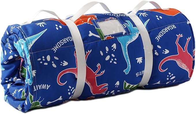 Bunnikins & Clover Toddler Nap Mat with Removable Pillow, Nap Mats for Preschool, Easy Clean Toddler Nap Pad for Kindergarten, Kids Sleeping Bag for Travel Camping