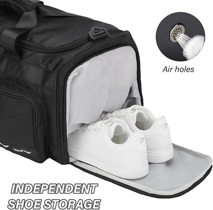 MAXTOP Gym Bag for Women Men Travel Duffle Bag Large Capacity Carry On Weekender Overnight Bag With Shoe Compartment Gym Tote Dry Wet Separation Duffel Bag for Travel