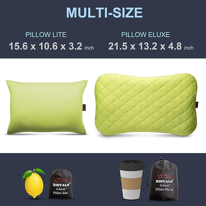 X-Foam Inflatable Camping Pillow Lite with Removable Foaming Cover | Comfortable, Washable Ultralight Portable with Neck Lumbar Support | Backpacking, Hiking, Travel, Air | Small (APPLE GREEN)