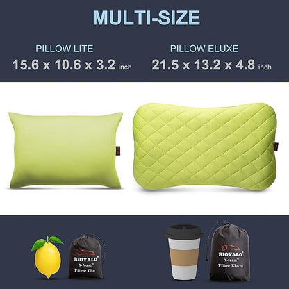 X-Foam Inflatable Camping Pillow Lite with Removable Foaming Cover | Comfortable, Washable Ultralight Portable with Neck Lumbar Support | Backpacking, Hiking, Travel, Air | Small (APPLE GREEN)