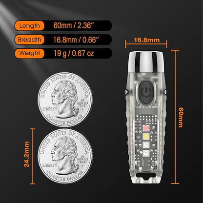 S12Plus Keychain Flashlight，610 High Lumen EDC Pocket Flashlight,USB C Rechargeable Mini LED Flashlight,Small Flashlight for Everyday use, Backpacking, Camping(Fluorescent White)