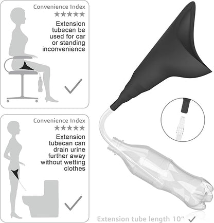 Female Urination Device,Portable Reusable Urinal Funnel with Extension Tube,Small Folding Storage,Suitable for Travel, Festivals, Camping,Traffic Jams,Etc,Includes Waterproof Bag,Waterproof Cup
