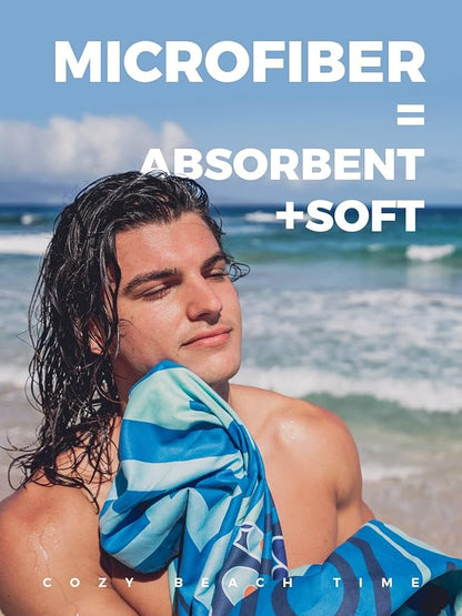 OCOOPA Microfiber Beach Towel Fast Drying, Extra Large 71" x 32" Sand Free Beach Towel Super Lightweight Towels for Swimming Pool, Camping, Picnic, Yoga Gym Sports