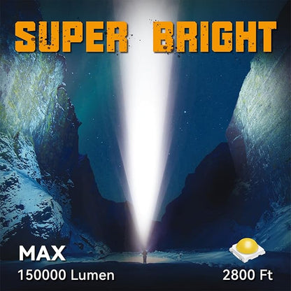 Durapower Rechargeable Spotlight, 150000 Lumens LED Spotlight Flashlight, IP44 Waterproof Handheld Spotlight for Indoor Outdoor Farm Camping Emergency