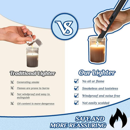 2 PCS Candle Lighter,Windproof Flameless Electric Lighter with LED Power Display ＆ Safety Switch, Upgraded Plasma USB Rechargeable Lighter for Birthday Camping BBQ (Black)