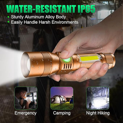 Black Light Flashlight, 3 in-1 Rechargeable Flashlights, UV Light Magnetic LED Flashlight High Lumens, 7 Mode Camping Waterproof Flashlight for Pet Urine Detection (1pack Brown)