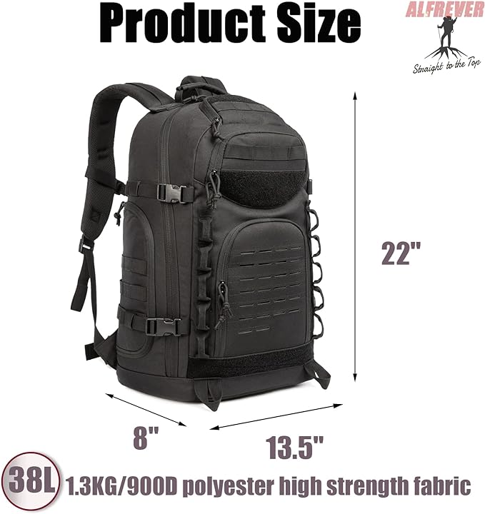 38L Military Tactical Backpack Men Assault Pack Bag|Army Backpacks|Large Camping Hiking Rucksack Daypack for Outdoor