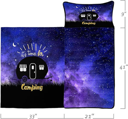 Space Nap Mat - Space Ship Galaxy Sleeping Bag with Removable Pillow - Daycare and Sleepovers Preschool Kindergarten Bedding Set for Kids Toddler Boys Girls