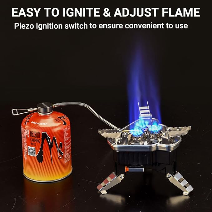 Bulin Camping Stove Burner 3500W/3800W/5800W/6800W/18000W Adjustable Ultralight Backpacking Stove Windproof Camp Portable Propane Stove for Camping Hiking Backpack Outdoor