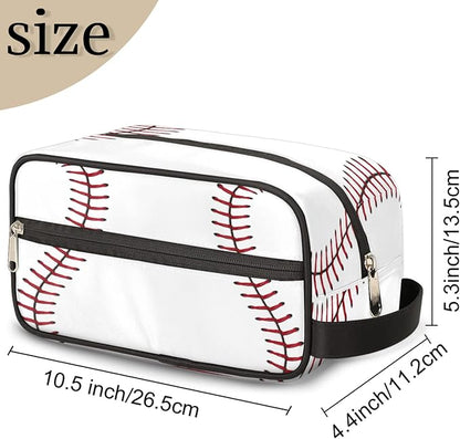 Sport Baseball Portable Travel Toiletry Bag, Softball Texture Ball Dopp Kit Cosmetic Organizer Makeup Bag Shower Shaving Bag for Men Women