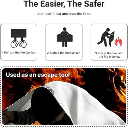 2024 Emergency Fire Blanket, Fire Extinguisher Blanket, Fire Suppression Blanket, Flame Retardant Blanket Fire Safety Blanket for Home, Kitchen, School, Grill, Car, Office, Warehouse(40” x 40”)