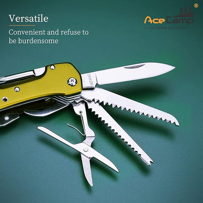 14-in-1 multifunctional pocket tools with led, knives, scissors, corkscrews, screwdrivers, for outdoor, camping, fishing