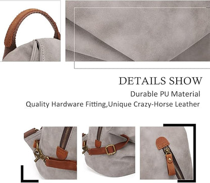 KL928 PU Leather Vintage Backpack – Large Casual Daypack Outdoor Travel Rucksack Hiking Backpacks for Men Women