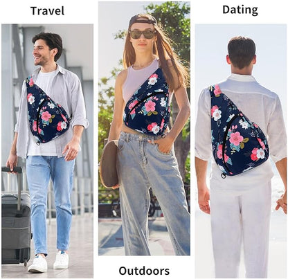 HUA ANGEL Crossbody Sling Bag for Men & Women Lightweight Waterproof Chest Shoulder Bag for Travel Hiking & Everyday Use