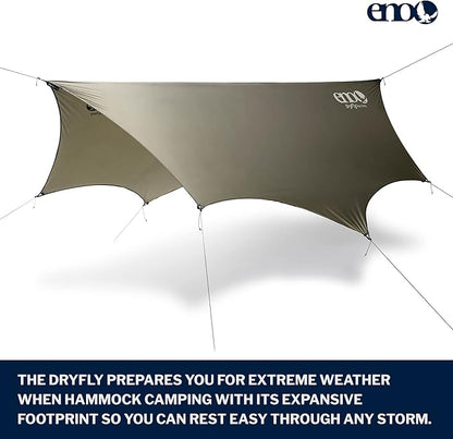 ENO, DryFly Rain Tarp - Heavy-Duty Waterproof Tarp - for Camping, Hiking, Backpacking, Travel, a Festival, or The Beach