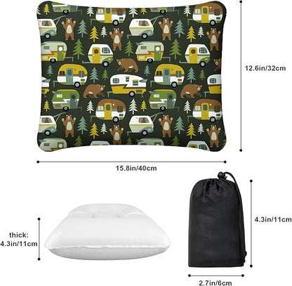 Inflatable Camping Pillow, Patterned Travel Backpacking Pillow, Lightweight & Portable Hiking Beach Pillow, Travel Camping Essential Accessories for Adult & Kids