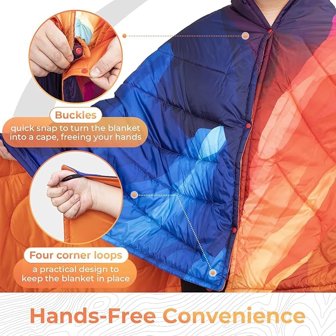 KingCamp Lightweight Camping Blanket - Down Alternative Puffy Printed Camping Quilt - Portable for Travel, Picnic, Hiking, Stadium, Airplane - 79" x 57" (Peak)