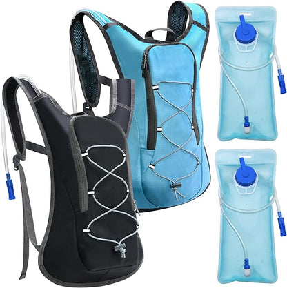 1.5/2/2.5/3L Hydration Bladder, 2pcs Water Bladder, Leakproof Water Reservoir for Hiking Biking Climbing Cycling Running Camping Backpack, Blue and Army Green