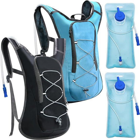1.5/2/2.5/3L Hydration Bladder, 2pcs Water Bladder, Leakproof Water Reservoir for Hiking Biking Climbing Cycling Running Camping Backpack, Blue and Army Green