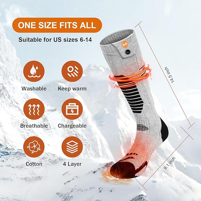 Heated Socks for Men Women, MewaMaA APP Control Battery Heated Socks Rechargeable Washable, Electric Socks Foot Warmer for Hiking Biking Camping Skiing Hunting Outdoor Work, Heating Socks Warm Socks