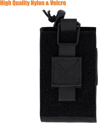 Adjustable Radio Pouch MOLLE Radio Holder for Tactical Duty Belt Two Ways Radio Holster Walkie Talkies Case Rifle Mag Carrier 5.56mm 7.62mm Magazine Nylon Carry Bag for Police Security Rescue