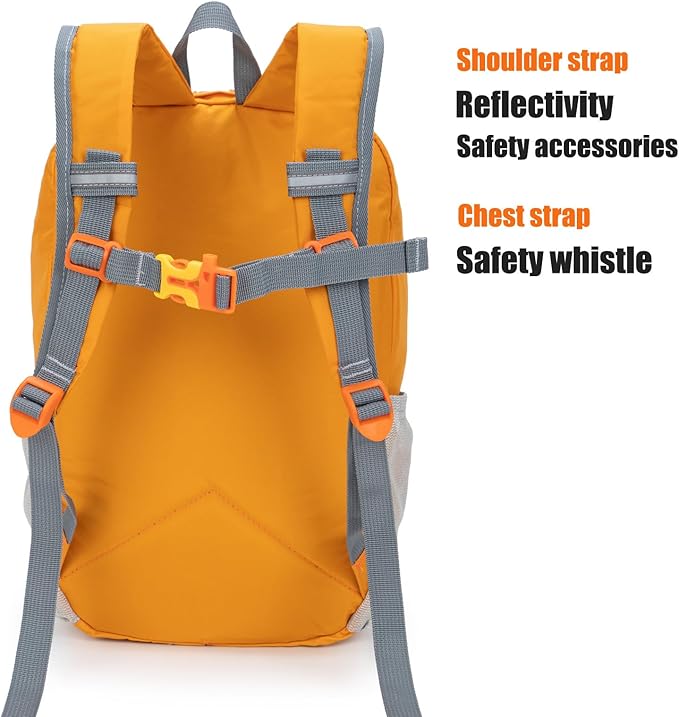 Little Kids Hiking Backpack for Boys or Girls, Small Daypack for Camping or Travel (Orange)