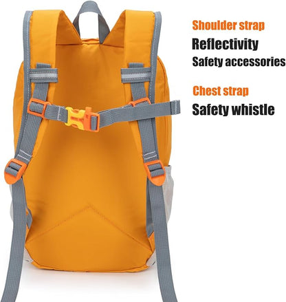 Little Kids Hiking Backpack for Boys or Girls, Small Daypack for Camping or Travel (Orange)