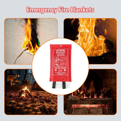 2 Packs 47" x 47" Fiberglass Emergency Fire Blanket for Home and Kitchen Camping Welding BBQ Picnic Fireproof Blanket