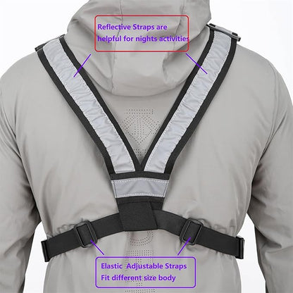 Chest Bag Vest Rig For Two Way Radio Walkie Talkie Universal Hands Freely Front Chest Pack Radio Holster With Phone Holder Hiphop Harness Bag (Coal)