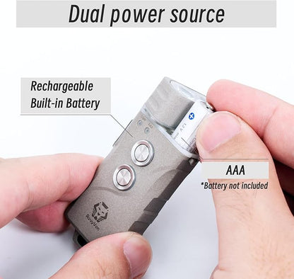 RovyVon E3 Plus Marble Keychain Flashlight - 700 Lumen Dual Power Rechargeable with Lockout Mode, Waterproof for Everyday Carry, Camping, Hiking, Emergency