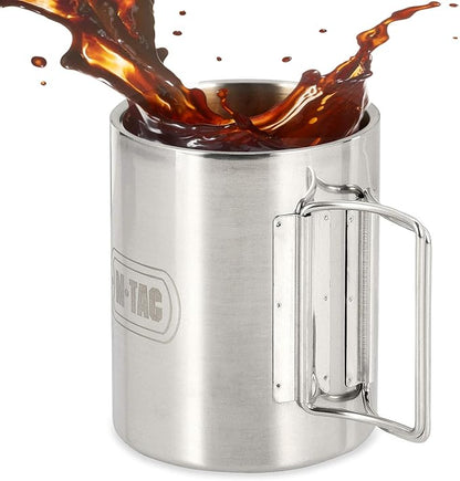 M-Tac 13,6oz Stainless Steel Hiking Mug Travel Coffee Cup with Handle