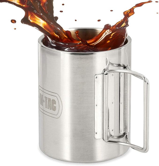 M-Tac 13,6oz Stainless Steel Hiking Mug Travel Coffee Cup with Handle