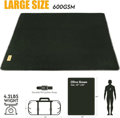 100% Wool Blanket, 62" x 86", Warm, Thick, Washable, Military Wool Blanket, Great for Camping, Outdoors, Sporting Events, Survival Kits