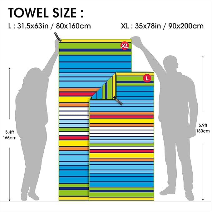 4Monster Microfiber Beach Towel Quick Dry,Super Absorbent Lightweight Travel Towel for Swimmers, Sand Free Camping Towel, Beach Towels for Pool, Swim, Water Sports,Yoga,Gym,Backpacking