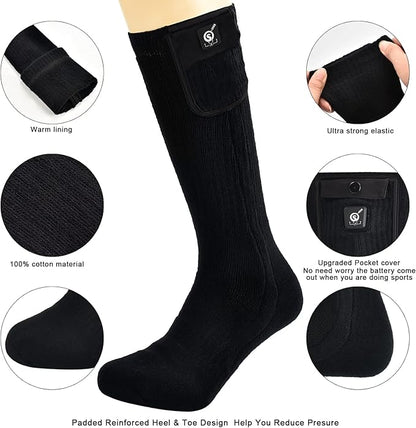 Upgraded Rechargeable Electric Heated Socks,7.4V 2200mAh Battery Powered Cold Weather Heat Socks for Men Women,Outdoor Riding Camping Hiking Motorcycle Skiing Warm Winter Socks