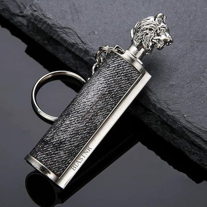 Permanent Match Keychain Lighter, Flint Matchstick Fire Starter Lighter, Reusable Flint Waterproof Camping Emergency Survival Gear (Lion)