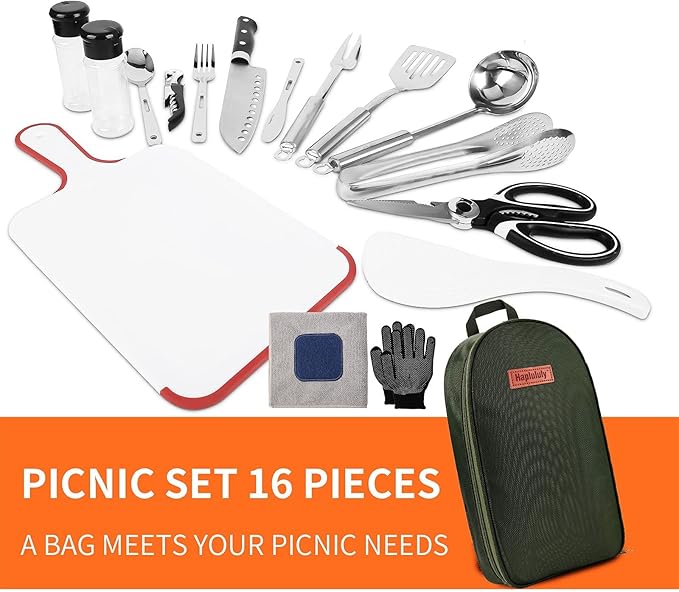 Camping Essentials Camping Accessories Gear Must Haves Camper Tent Camping Kitchen Rv Cooking Set Camping Cooking Utensils Set Supplies Gadgets Outdoor Stove Portable Picnic Gifts BBQ Stuff
