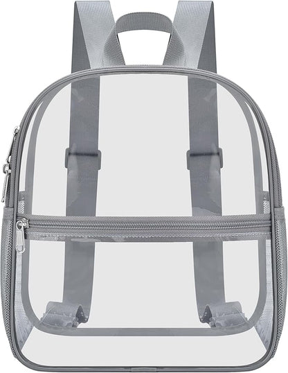 Oraben Clear Backpack for Stadium Events Clear Stadium Backpack 12x6x12 Bag (Nylon Shoulder Straps, Grey)